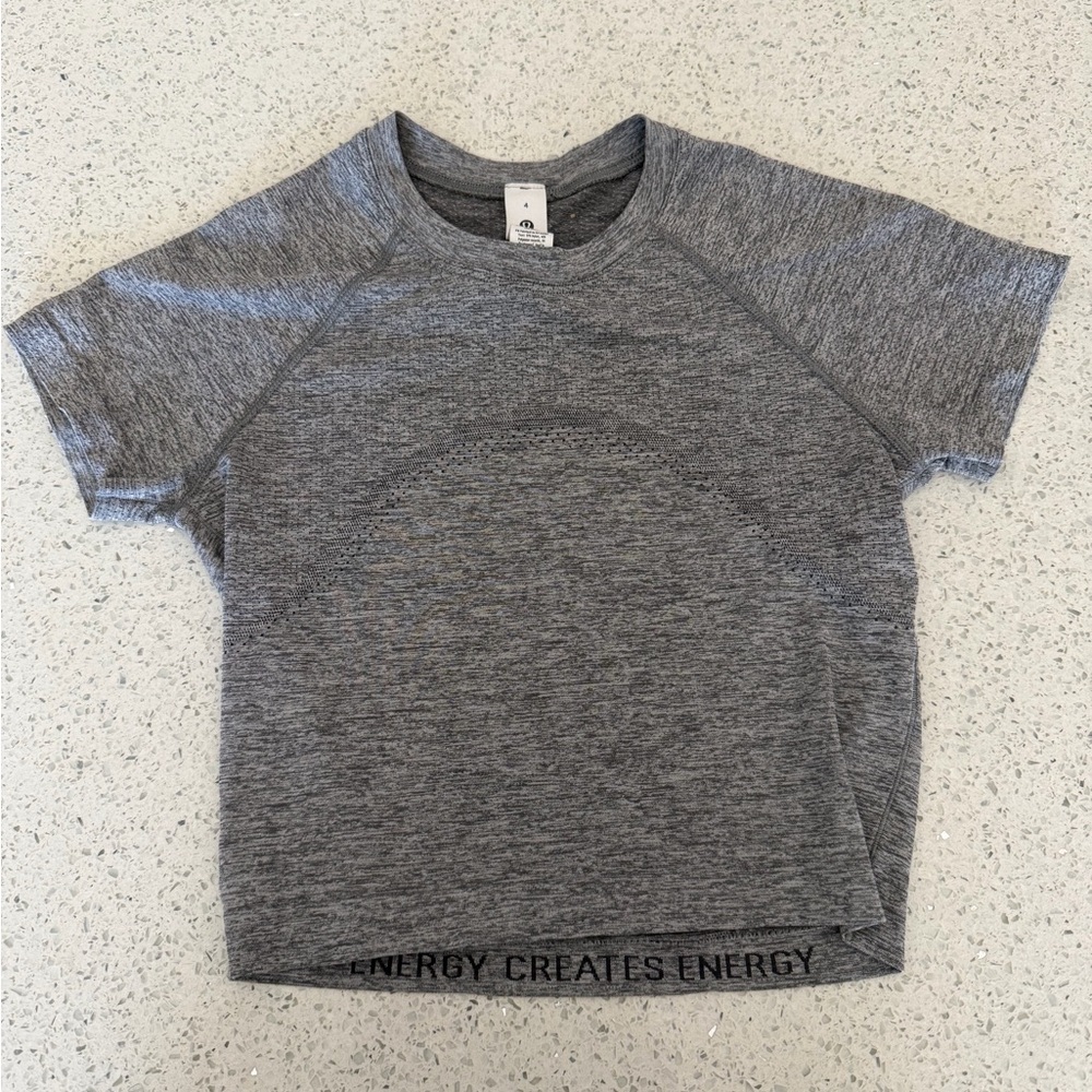 lululemon athletica Gray Short Sleeve Cropped Swiftly Tee